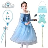 [JIEAIRUI] アナと雪の女王風 ドレス 子供 エルサ風 秋冬着 コスプレ 衣装 プリンセス ドレス 長袖 コスチューム キッズ ディズニー風 ワンピース 仮装 ハロウィン コスプレ 女の子 パーティー 誕生日ギフト クリスマスサプライズ ステージ イベント 小物付き