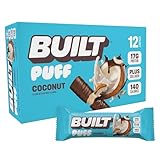Built Bar, Puff Protein Bars, Coconut Puff, 17g Protein Snacks, On-The-Go Bars, Only 140 Calories, 6g Sugar, Collagen, Gluten Free, 12 Count