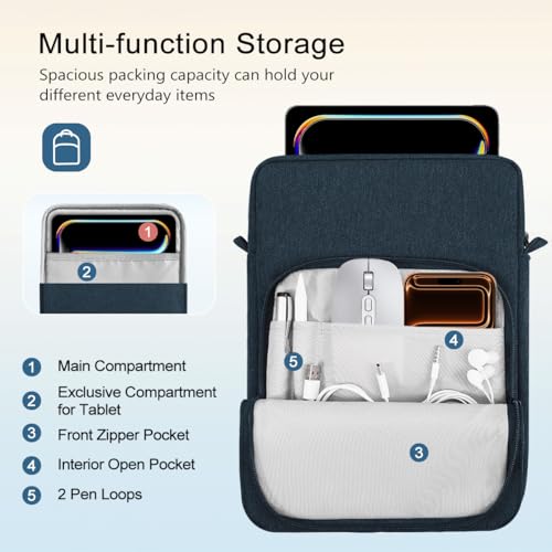 Image of TiMOVO 13 Inch Tablet Sleeve with Shoulder Strap, Indigo