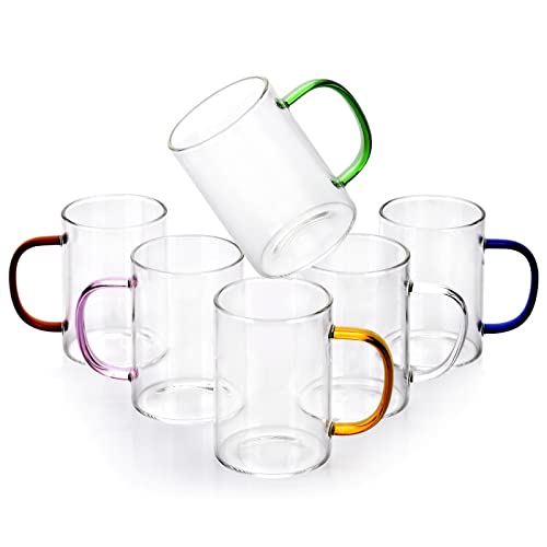QHYK Bicchieri, Set di 6 tazze da caffè in vetro da 320 ML, ecologico Smooth Rims, Alta Occhiali di qualità per feste, matrimoni, idea regalo