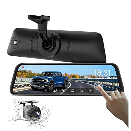AUTO-VOX T9 OEM Look Rear View Mirror Backup Camera with Neat Wiring, 9.35''Full Touch Screen Stream Media Monitor with Back Up Camera System, 1080P Super Night Vision Reverse Camera for Car/Trucks