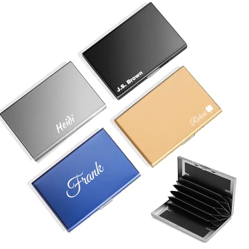 Custom Personalized RFID Credit Card Holder Stainless Steel Cards Wallet Business Card Holder Customized Name Logo for Women Men Gift Box