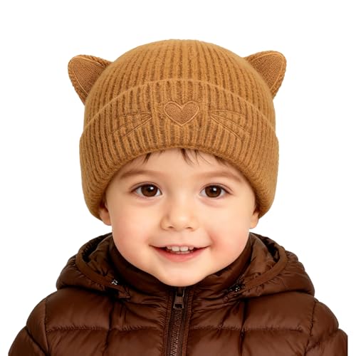 AYPOW Baby Beanie Wintermützen mit Süße Katzenohren, Weich...