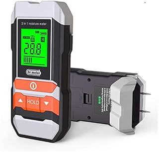 Damp Meter, Dr.meter Wood Moisture Meter 2 in 1 Pin & Pinless Multifunctional Firewood/Wall/Building/Furniture Humidity Water Detector, Pin-Type & Scanner Wood Moisture Tester
