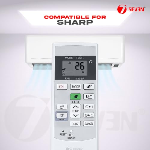 Image of 7SEVEN Compatible with Sharp AC Remote Control AH-X13PET-W Model 156 Suitable for 1 1.5 2 Ton Split and Window Air Conditioner - Match Each Key by Key Exactly with Existing AC Remote Function
