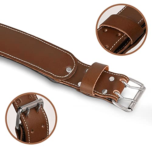 LAUTUS 3-Inch Tapered Padded Work Belt in Heavy Oiled Tanned Leather| 32-Inch to 45-Inch | Brown|3