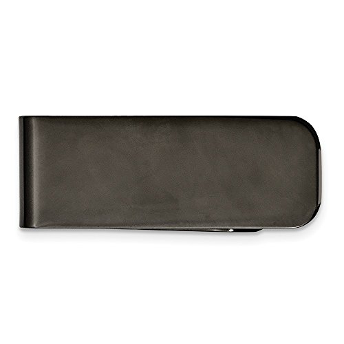 Stainless Steel Polished Black IP-Plated Money Clip (17mm x 47mm)