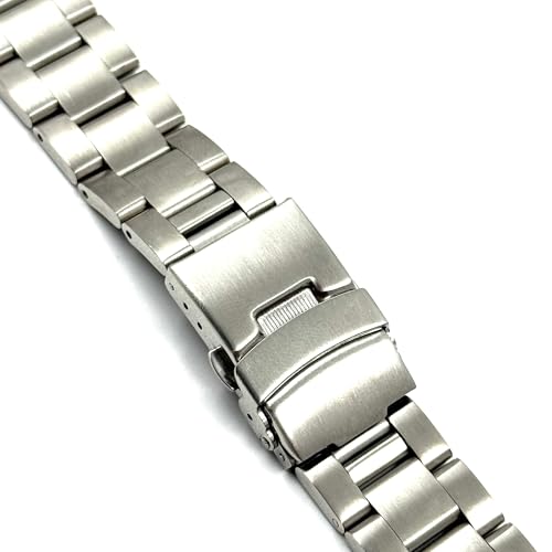Image of Haur Oyster Brushed Stainless Steel Watch Bracelet with Curved Endlinks and Spring Bars (Silver)
