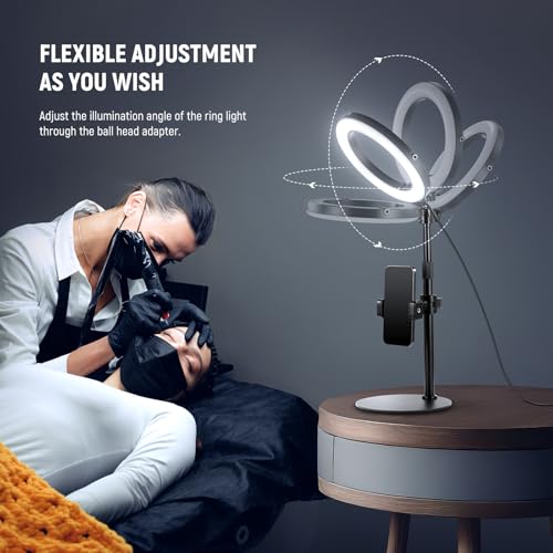 Image of NEEWER 12 inch 24W High Power Desk Ring Light with Stand /Phone Holder, LED Selfie Video Conference Lighting for iPhone Streaming Makeup Vlog Recording Laptop Computer Webcam Zoom Call Podcast, RH12B