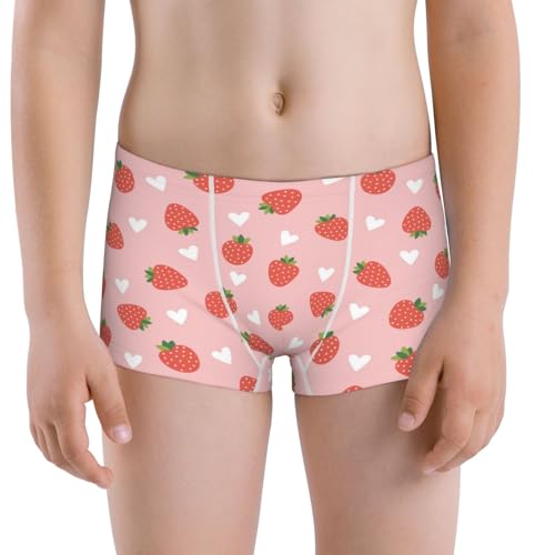 Boys' Cotton Boxer Brief Soft Underwear-Strawberry