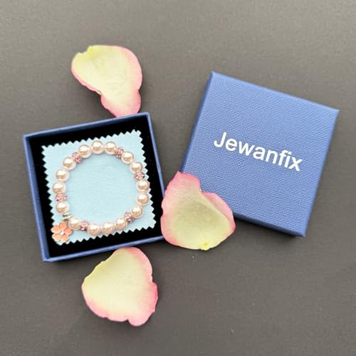 Image of Bracelet Proposal Flower Girl Wedding,Teacher Thanksgiving Gifts,Flower Pendants and Pearl Bracelets for Wife Mother Daughter Packaged in Wedding Gift Boxes
