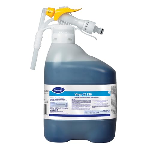 Image of VIREX Diversey II 256 Disinfectant Cleaner RTD Conc, 5 L | One Step Cleaning, Fast Contact Time, Controls Odors, Cost Efficient 1:256 Dilution, Multi Surface Use