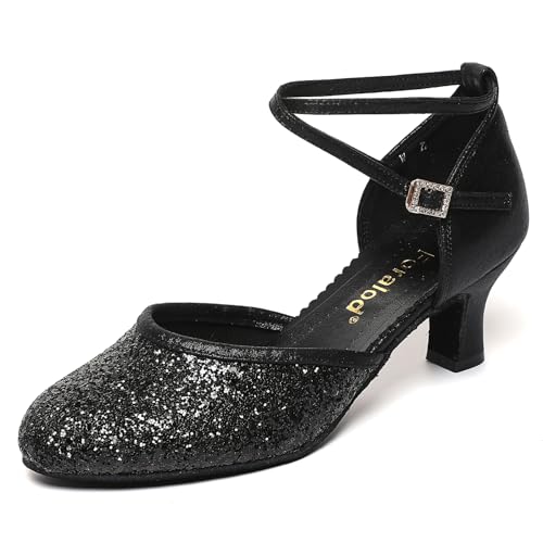 foralod Character Shoes for Women, Woman Ballroom Dance Shoes, 1920s Flapper Shoes, Latin, Salsa, Party Dress Shoes Low Heels, Ankle Strap Pumps, Black by foralod - Used condition - US$27.35