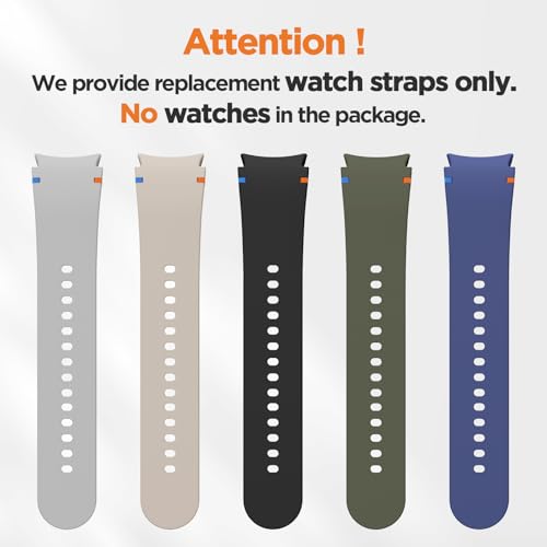 Image of No Gap Strap Compatible with Samsung Galaxy Watch 7 6 5 4 44mm 40mm /FE 40mm / Watch 6 Classic 47mm 43mm / 5 Pro 45mm / 4 Classic 46mm 42mm, Silicone Replacement Sport Loop Band(NO WATCH)
