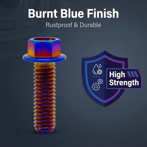 Image of Rison Titanium Flanged Hex Head Bolt M8x1.25x15mm 6AL4V Aerospace Grade Ti Bolt Burnt Blue Pack of 5