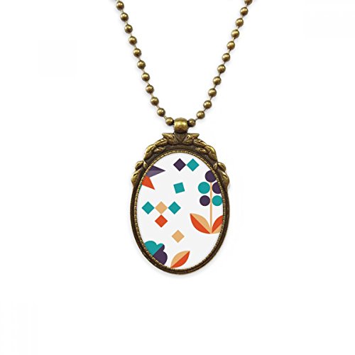 Collier pendentif vintage en laiton antique fleur pixel pour homme