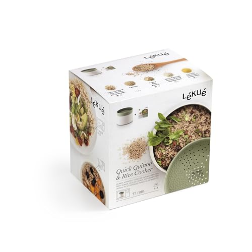 Lékué Recipiente para cocinar Quinoa, Arroces y Cereales, 1 Litro, Color Verde, Único