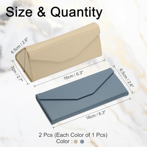 Image of PATIKIL Foldable Glasses Case, Triangle Magnetic Sunglasses Organizer Case PU Leather Hard Eyeglass Case for Women (2 Pcs)