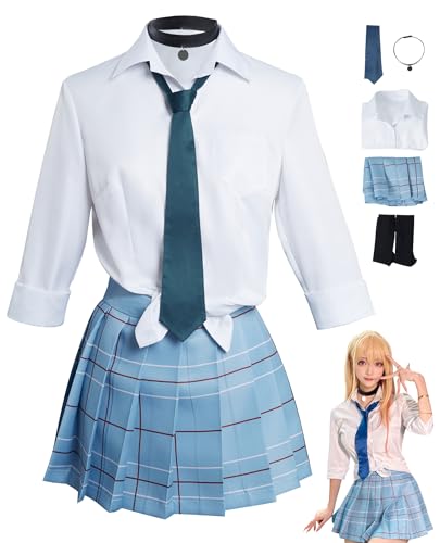 Deboyar Anime Costume Women Japanese Cosplay Uniform Shirt Skirt Tie