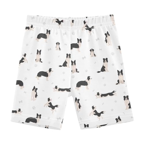 JHKKU Girls Border Collie Dog Shorts Cotton Cartwheel Bike Kids Biker Under Dress Dance Short Girl Clothes 10Y