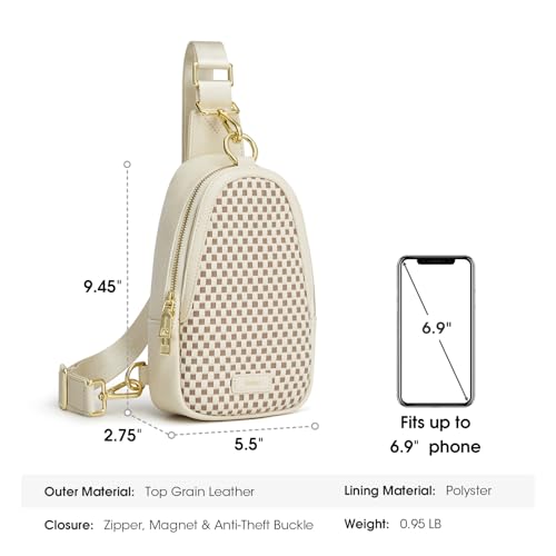 Image of Kattee Sling Crossbody Bag for Women, Leather Fanny Pack Crossbody Sling Bags, RFID Purse Chest Bag Small Daypack for Women