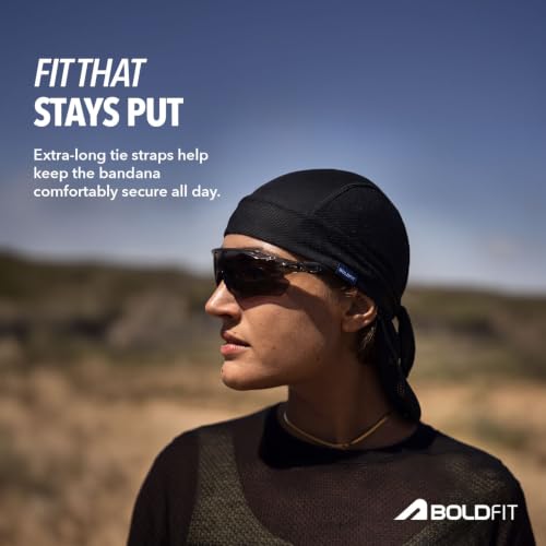 Image of Boldfit Pirate Bandana Cap for Men & Women Helmet Skull Cap Dew Rag Head Wrap with Tie Back Cotton Pirate Hat for Biker, Cycling, Running, Chef, Gym, Riding, Halloween Costume & Outdoor Sports