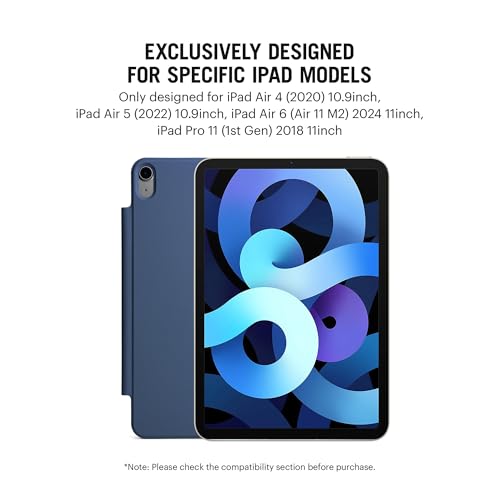 Image of DailyObjects Pleat Y-Fold Magnetic Case for iPad Air 11-Inch (M3, 2025 / M2, 2024) / iPad Air 10.9-Inch (5th Gen, 2022 / 4th Gen, 2020) / iPad Pro 11-Inch (1st Gen, 2018) - Atlantic Blue