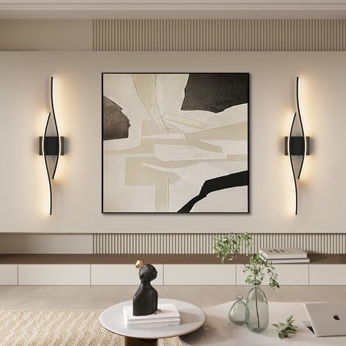 Image of LED Modern Vanity Lights Dimmable Over Mirror 39.4 inches Black Bathroom LED Vanity Light for Bathroom Living Room 3300K Warm Light