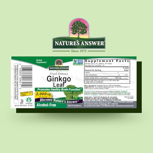 Nature'S Answer 792679 Ginkgo Biloba Extract 2 Ounce - Alcohol Free, Gluten Free, Kosher - Eye, Mood, Concentration Support - Ginkgo Biloba Supplements thumb #1