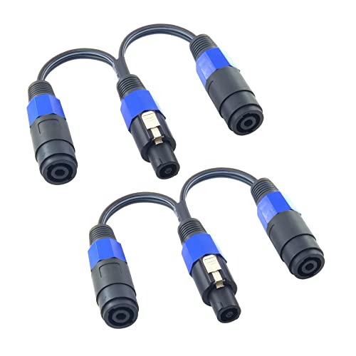 WJSTN speakon Splitter Cable 1 Male 2 Female Speaker Break Out Splitter， Speak-on Cable 2 Pole Y Adapter ，2Pack (1 Male to 2 Female)