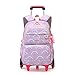 Mfikaryi Girls Rolling Backpack Elementary Student Outdoor Travel Trolley Bag Bookbag with Wheels