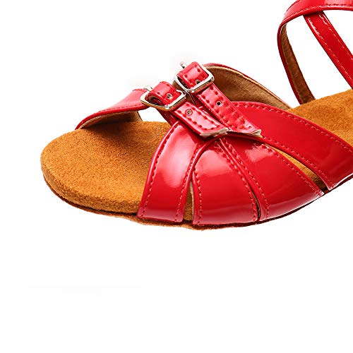TINRYMX Girls Latin Dance Shoes Low Heel Practice Ballroom Sandal for Kids,Model D283