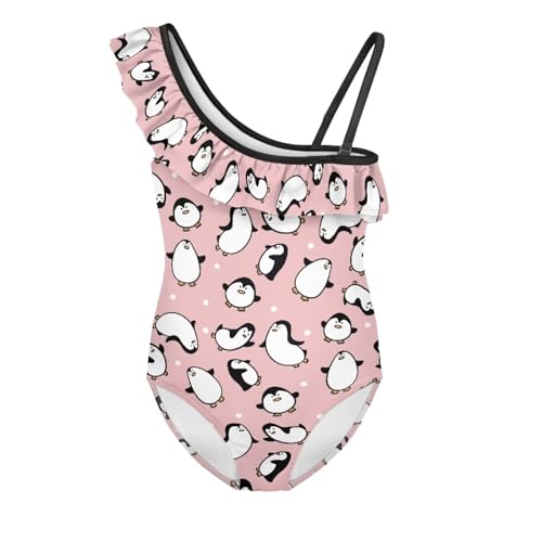 FUSURIRE Girls Swimsuit One Piece Ruffle Swimsuit Non-Slip Straps UPF 50+ for Girls Size 3-14 Years