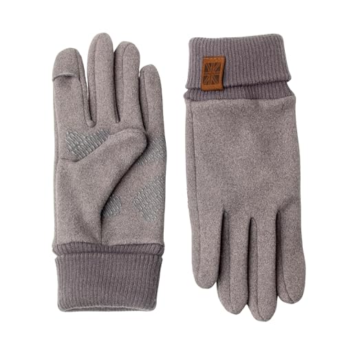 Britt's Knits Thermal Tech Touch Screen Cold Weather Texting Gloves Women, Men for Running, Driving, Working, Hiking - Gray, Small/Medium