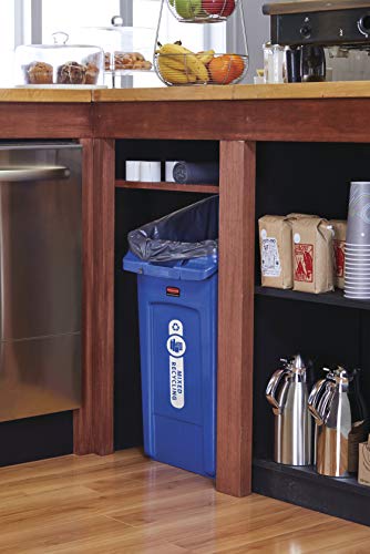 Image of Rubbermaid Commercial Products Slim Jim Under-Counter Trash Can with Venting Channels, 13-Gallon, Gray, Fits Under Desk /Cabinet /Sink, Pack of 4