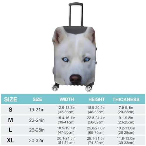 Blue Eyed White Husky Luggage Cover, Washable Elastic Suitcase Cover Protector Fit 18-32 Inch Luggage2