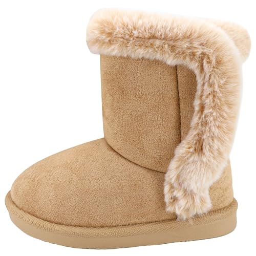 Baby Girls Winter Boots Toddler Kid Fashion Fur Lined Lightweight Warm Snow Boots for Everyday Wear