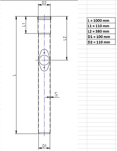 Standrohr Regenstandrohr DN 100 (1 m, 100 mm) mit Zubehör, Silber oder Grau, Metall, Reinigungsöffnung, Stoßfest, Hochwertige Optik