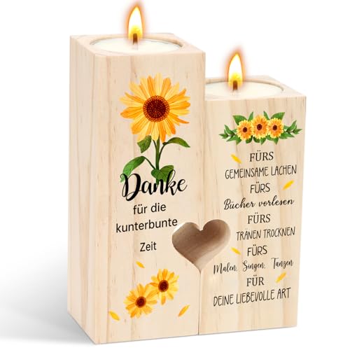 Portacandele in legno, candela in legno come regalo, nuovi regali di inaugurazione della casa, regali di nozze d'oro, candele nuziali, regali di compleanno per donne-1