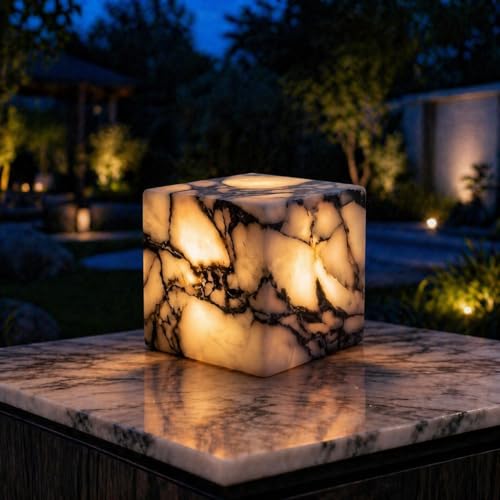 Marmo Glow Natural Marble Touch Pat Lamp Unique Stone Small Night Table Lamp Type-C Rechargeable 3-Way Dimmable Bedside Lamp Warm Ambient Lighting for Bedroom