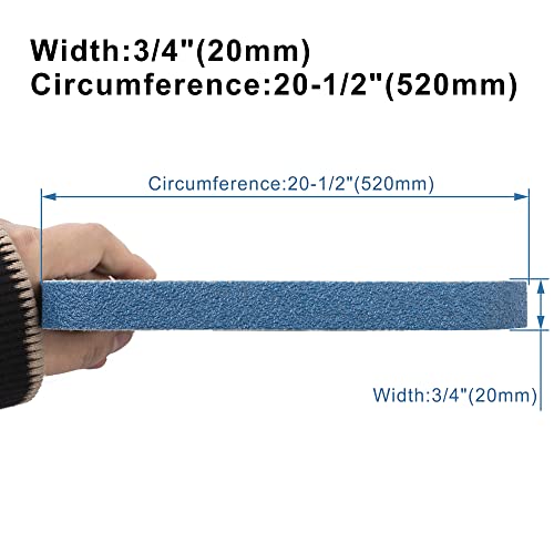 Image of 40 Pack Zirconia Sanding Belts, 20 x 520mm, 10 Each of 40 /60 /80 /120 Grits, Zirconium Corundum, 3 /4 inch x 20-1 /2 inch Belts, UW-BS20520 Compatible