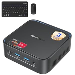 Blackview Mini PC MP50 mit Tastatur und Maus, AMD Ryzen 5, Radeon Vega 8 Grafik, 16GB RAM+512GB SSD Win 11 Pro, 4K UHD, Ultra-leiser Kompakter Desktop PC für Office/KI-Workflows, 3 Jahre Garantie