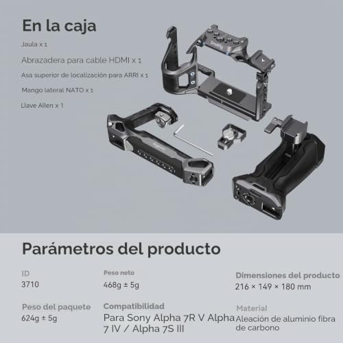 Miniatura 9 de Smallrig A7 Iv Cage Con Top Handle, Hdmi Cable Clamp Y Mango Lateral, Kit Avanzado Para Sony Alpha 7r V Alpha 7 Iv Alpha 7s Iii- 3710