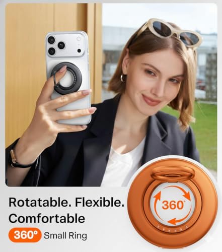 Image of TORRAS 2025 Flagship Magnetic Ring Holder & Stand [Dual-Sided Magnet] - Premium Imported Phone Grip, 360 Rotatable, Compatible with MagSafe for iPhone 17 16 15 14 13 12 11, Samsung, Google - Orange