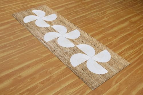 Tapis de couloir en jute pour entrée et escalier bohème beige Kilim - 7