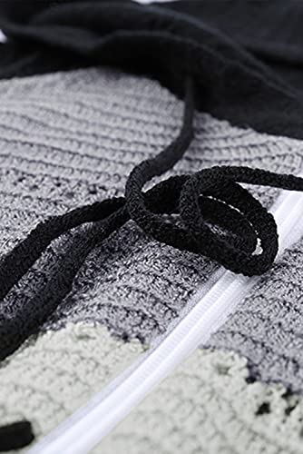 Fekoafe Women's Sweaters Tops For Fall Winter,Black Autumn Outfit Hollow Breathable Soft Zip Pullover Jumper Sweatshirt M #TOP4