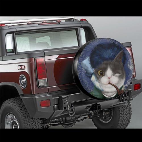 Image of Funny Cat Spare Tire Cover Wheel Protector Weatherproof Wheel Cover Universal Decorative Accessories for Camper RV SUV Travel Trailer 17 inch