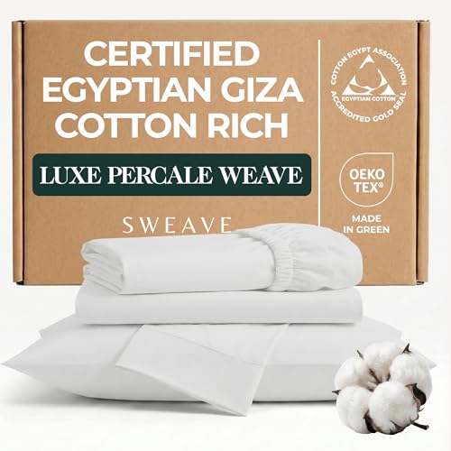 Sweave 100% Egyptian Cotton Percale Sheets Full Size - Genuine Luxurious 400 Thread Count...