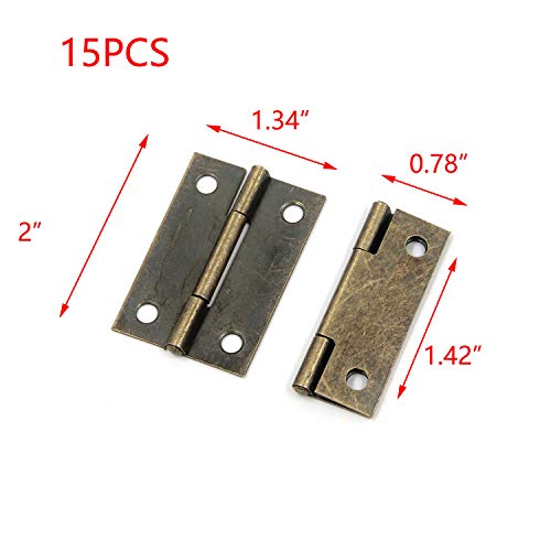T Tulead Door Hinges Iron Box Hinges Cabinet Hinges Bronze Furniture Hinges 2"X1.33" Butt Hinges Chest Shed Hinges With Mounting Screws Pack Of 15 #TOP1