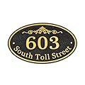 Oval Address Plaque Metal Option - Personalized House Number Sign Plaque,Address Sign,House Numbers for Outside House,Yard,Driveway,Fence,Mailbox,Gate Large 13 x 7.8 inch (Golden/Black)
